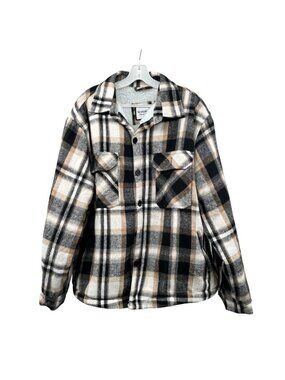 Windfit Flannel Shirt Jacket Sherpa Lined Plaid Button Up Womens Size XL